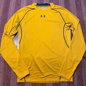 Under Armour Yellow Heat Tech Retro Sleeve Compression Shirt Large